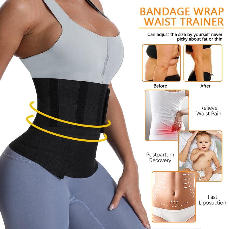 Wrap Waist Trainer Double Belt Faja Body Shaper Corset Shapewear Slimming  Sheath Woman Flat Tightens Belly Postpartum Sheath